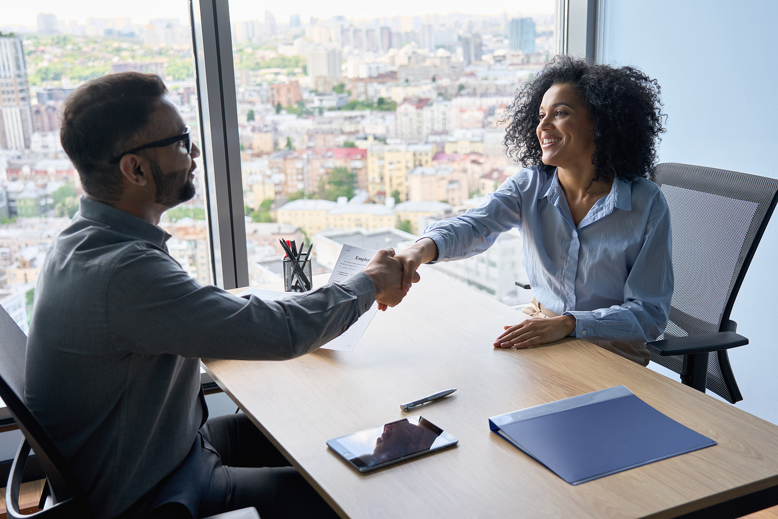 Indian Friendly Ceo Businessman Hr Director Holding Job Contract
